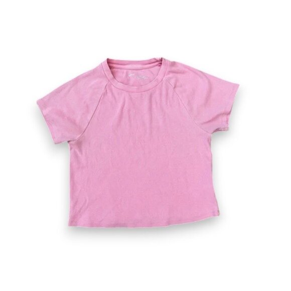 Aerie Soft Pink Ribbed Crop Tee - Picture 1 of 8